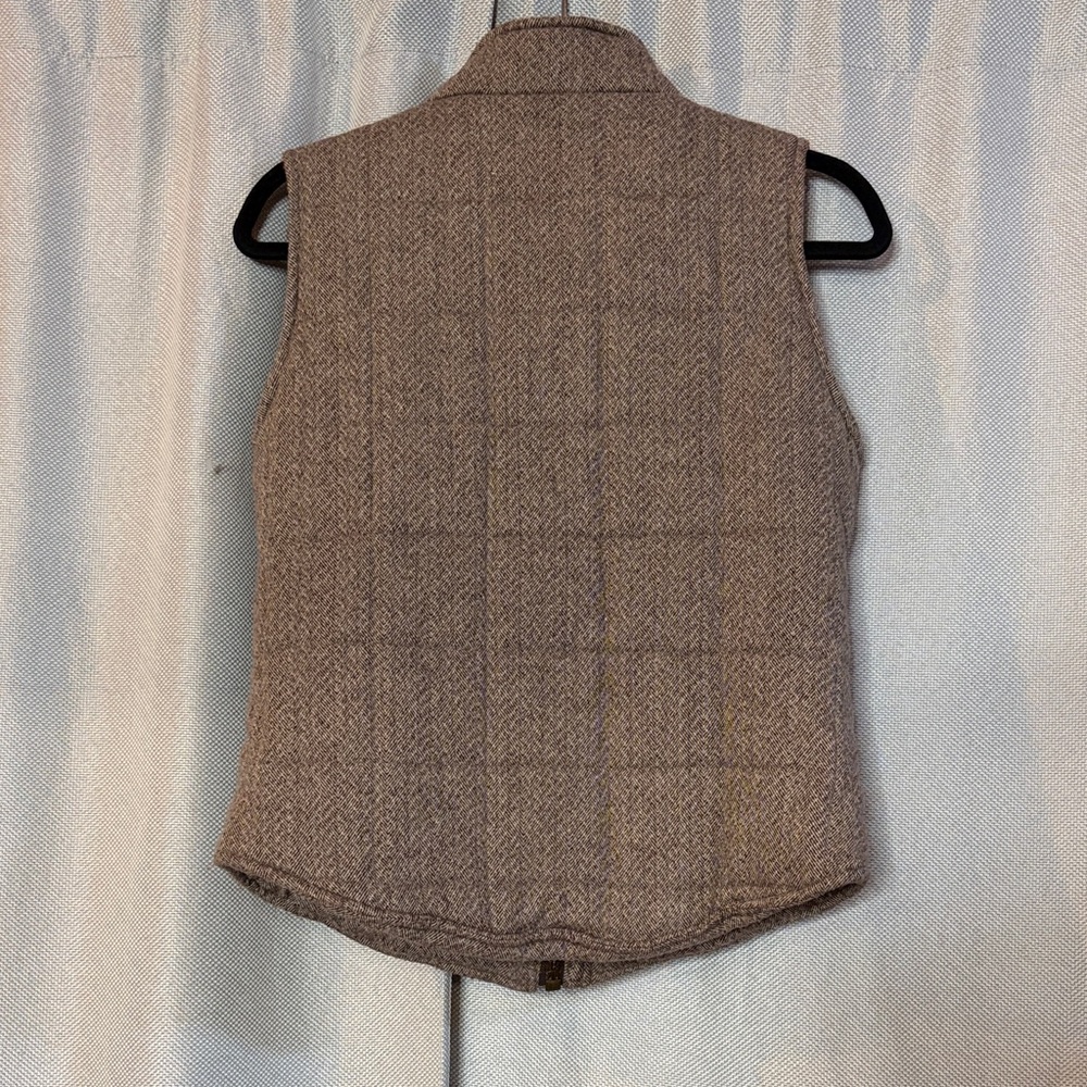 Tyler Boe Brown Herringbone Wool Blend Vest Women’s Small Zip Front - Picture 6 of 7